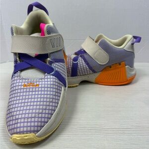 Kids Nike LeBron Athletic Sneakers in Purple & Orange -Comfortable Strap Closure